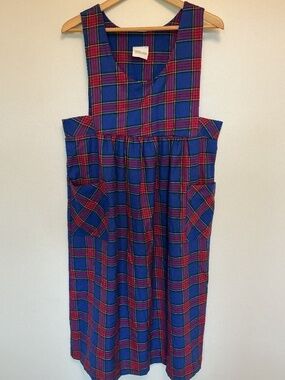 VTG Premiere Classe Women XS Plaid Pinafore Jumper Dress Made in Canada Grunge
